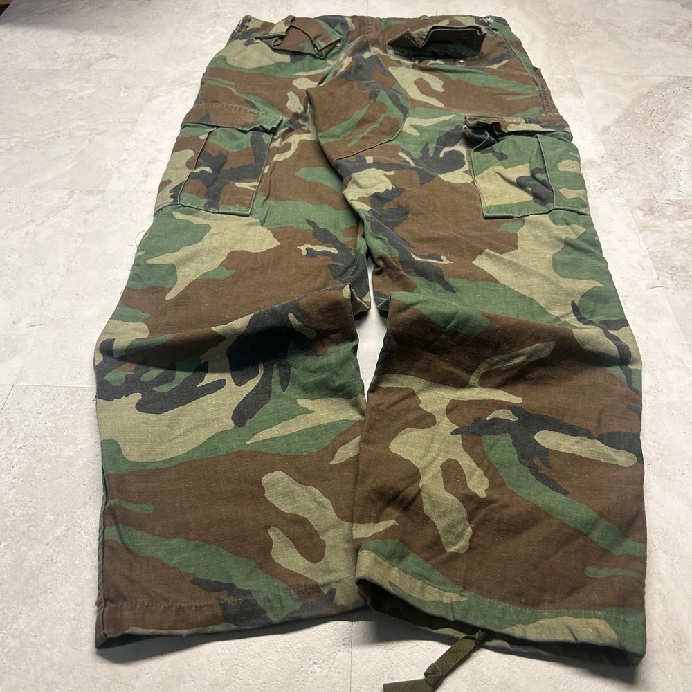 Military Woodland Camouflage Cargo Pants Men 34x28 Ripstop Tactical Streetwear